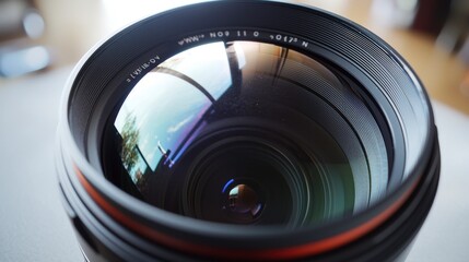 Poster - captivating camera lens closeup with fisheye effect indoor studio photography artistic perspective