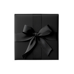 black gift box isolated on transparent white background, png