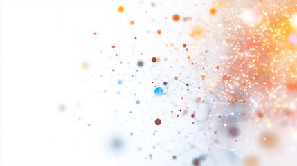 Poster - Colorful abstract design featuring interconnected dots and lines with a glowing effect in a soft background