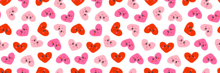 Canvas Print - cartoon heart seamless pattern illustration. cute romantic love background, print. valentines day ho