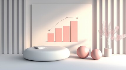 Aufkleber - Modern minimalist digital artwork financial growth visualization with simplified bar graphs in an office setting