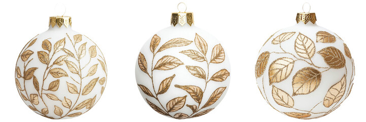 Wall Mural - Decorative ornaments featuring elegant leaf designs in gold on white surfaces.