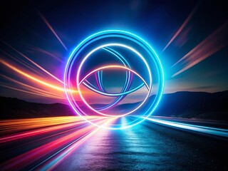 Poster - Long Exposure Photography: Simple Logo Design, Abstract Light Trails, Minimalist Branding, Night Photography, Creative Lighting Effects