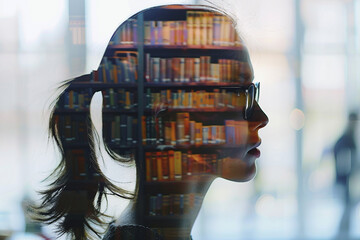 Poster - side view portrait illustrating professional worker technology generative ai