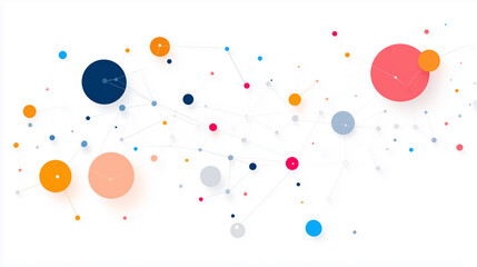 Poster - Colorful abstract design with circles and dots illustrating connections on a white background