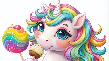 Wall Mural - Magical Unicorn Cake Pops: Cute Cartoon Clipart Food Photography