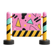© padungsak - A colorful barrier featuring geometric shapes and patterns, designed to add a playful touch to warning and safety signage.