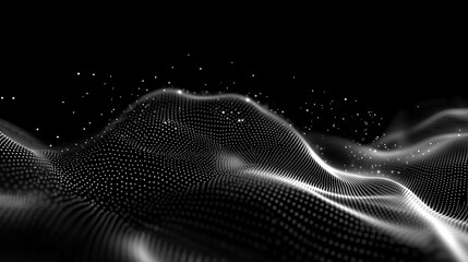Aufkleber - abstract digital landscape ebbing with waves of light on a dark background during a futuristic visua
