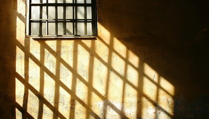 Wall Mural - Window Shadow Casts on Old Weathered Wall