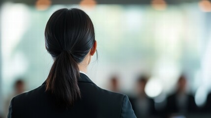 Poster - Dynamic insights presentation by young asian professional in corporate setting