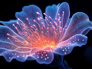 Poster - Mesmerizing Floral Fireworks Explosion in Vibrant Abstract Display of Surreal Colors and Shapes