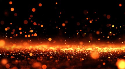 Poster - Glowing Orange Particles on Black Background for Creative Designs