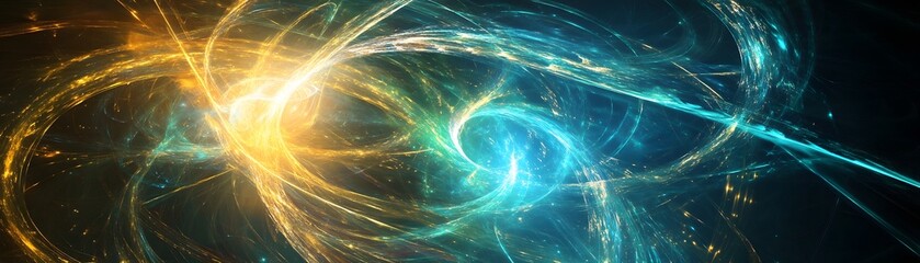 Poster - Abstract digital background featuring colorful swirls of light and energy, representing innovation and creativity in technology. Ideal for futuristic and digital themes.