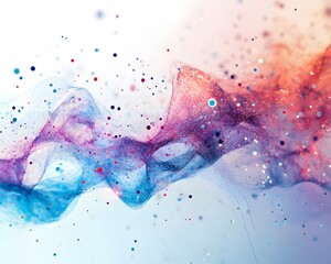 Poster - An abstract design featuring colorful waves and a burst of particles that creates a visually stunning effect. Perfect for backgrounds, banners, and digital artwork inspiration.