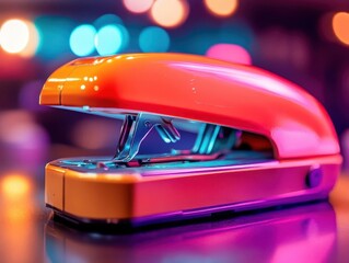 Wall Mural - Office stapler with vibrant colors, soft lighting, cozy workspace