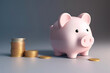 © Dadi Tommy - Pink Piggy Bank and Golden Coins: A charming pink piggy bank sits beside stacks of golden coins, symbolizing savings, financial security, and wealth accumulation.