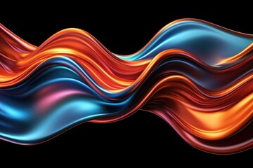 Aufkleber - Dynamic flowing waves of vibrant colors digital art creation abstract design dark background aesthetic perspective