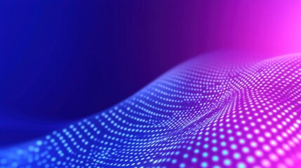Poster - Abstract Light Waves Pattern with Dots in Blue and Purple Gradient