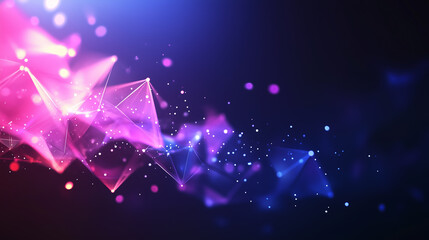 Poster - colorful abstract digital design featuring geometric shapes and glowing particles in vibrant pink an