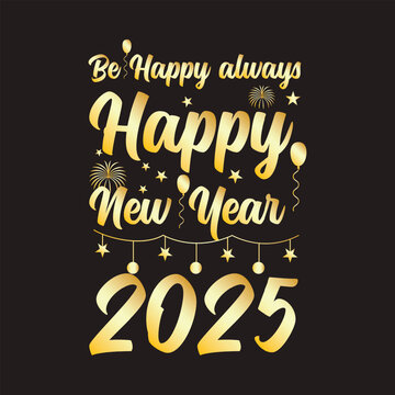 Creative New Year T-Shirt design, Unique golden color New Year T Shirt design.