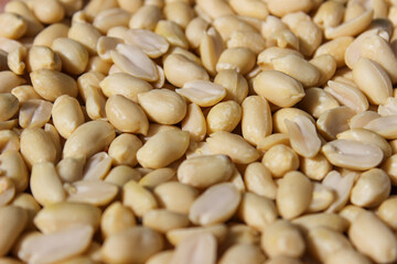 Wall Mural - Pile of peeled peanut, group of nuts. Food ingredients