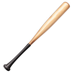 Poster - wooden baseball bat with polished finish and black handle, isolated on transparency background, showcasing its sleek and durable design