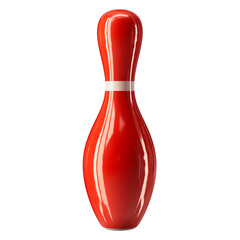 Aufkleber - red bowling pin with white stripe is isolated on transparency background, showcasing its glossy surface and smooth design, perfect for sports or recreational themes