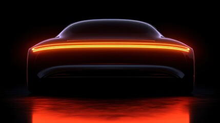 Poster - Sleek car silhouette with glowing rear lights.