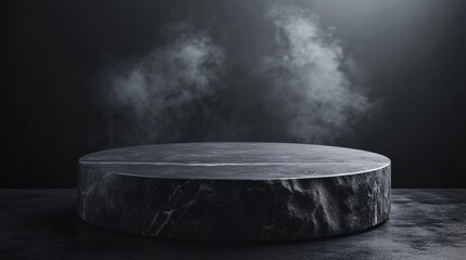 Poster - Dark Marble Surface with Smoke in Dramatic Lighting Effects