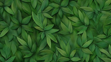 A detailed seamless texture background featuring overlapping green fern leaves