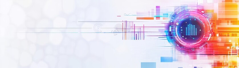 Aufkleber - Creative watercolor business landscape with futuristic AIpowered management software and data layers