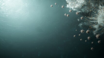 Poster - High Quality Image of Various Types of Bacteria Floating in a Microscopic Environment with Soft Lighting