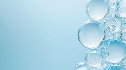Poster - High-Quality Image of Clear Bubbles in a Light Blue Background Representing Bacterial Populations in Microbiology