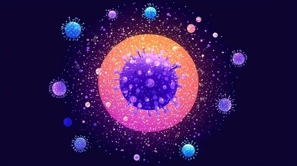 Poster - High Quality Illustration of Bacteria and Germs in Colorful Circular Arrangement for Scientific Concepts