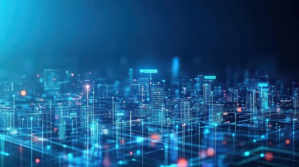 Fototapete - Animated city grid highlighting EV pathways and charging hubs, Smart city systems, Urban technology integration