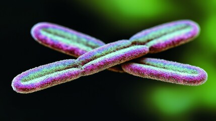 Poster - High Quality Microscopic Image of Colorful Bacteria with Vibrant Tones in a Stunning Scientific Composition