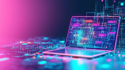 Fototapete - AIbased content recommendations for learners on a sleek interface, side view, highlighting smart algorithms, cybernetic tone, colored pastel
