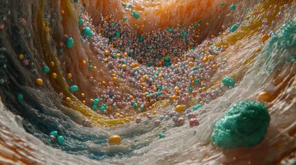 Poster - High-Quality Microscopic View of Probiotics in a Vivid Abstract Environment