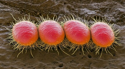 Poster - High Quality Microscopic Image of Pathogenic Salmonella Bacteria with Vibrant Colors and Detailed Structure