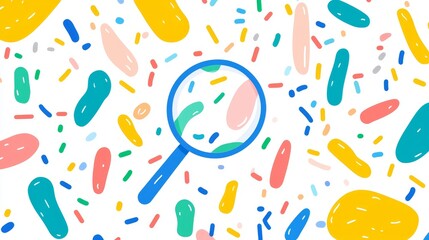 Poster - High Quality Set of Colorful Bacteria Illustrated in Magnifying Glass on White Background