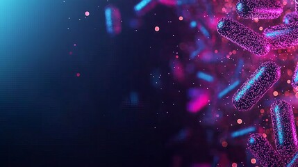 Poster - High Quality Image Depicting Colorful Bacteria with Vibrant Depth and Intriguing Structure Against a Dark Background