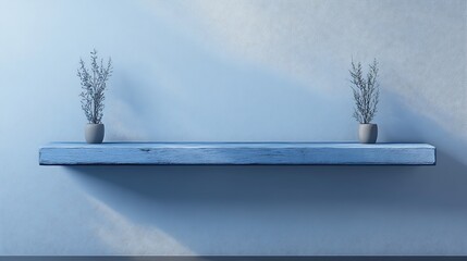 Aufkleber - Minimalist Wall-mounted Shelf with Two Potted Plants and Soft Lighting : Generative AI