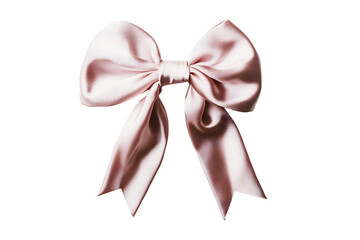 Fashionable hair bow light pink pastel colors pattern design in beautiful color made out of satin fabric. Isolated on cut out PNG or transparent background. Great hair accessory for girls and women.