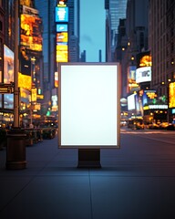 Aufkleber - Vibrant cityscape with illuminated digital billboard against urban nightscape : Generative AI