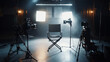 © standret - Professional film studio setup with empty director's chair and lighting