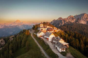 Monte Lussari Sanctuary in the Dolomites, Italy