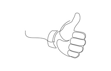 Aufkleber - One continuous line drawing of like hand showing thumb up, Continuous line drawing of like icon. Thumb up in one line drawing. Vector illustration single line vector illustration.