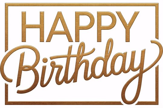 Happy Birthday lettering gold text handwriting calligraphy background