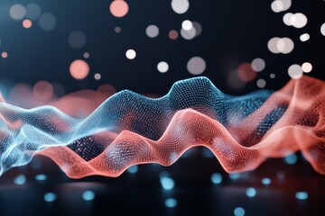 Aufkleber - Dynamic waves of light and color create an abstract pattern with depth and motion in a digital space