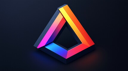Poster - Colorful impossible triangle, 3D render.